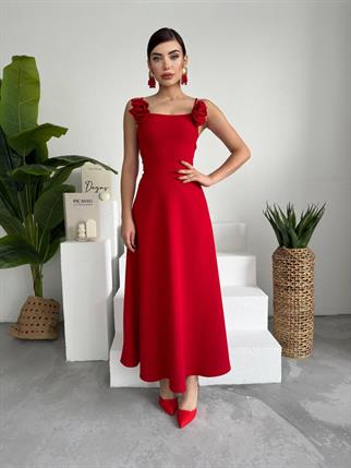 Luna Kiloş Gül Aksesuarlı Elbise