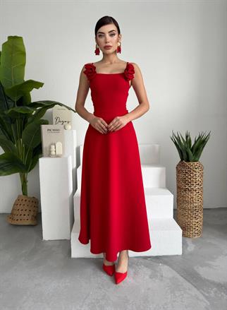 Luna Kiloş Gül Aksesuarlı Elbise