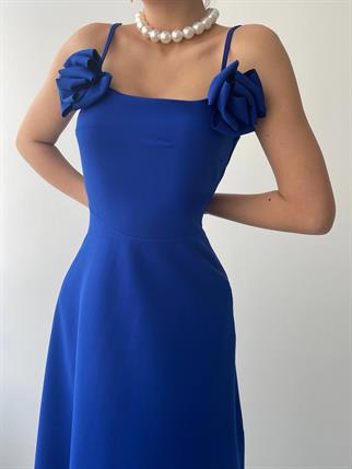 Luna Kiloş Gül Aksesuarlı Elbise