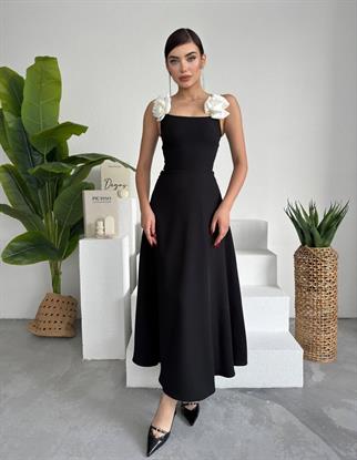 Luna Kiloş Gül Aksesuarlı Elbise