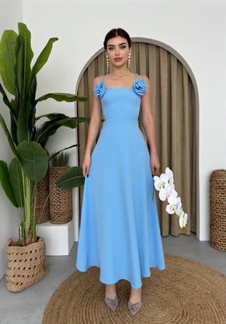 Luna Kiloş Gül Aksesuarlı Elbise