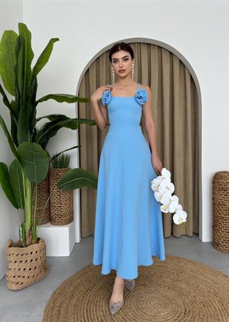 Luna Kiloş Gül Aksesuarlı Elbise