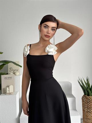 Luna Kiloş Gül Aksesuarlı Elbise