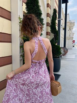 Mabel Sırt Dekolteli Uzun Elbise