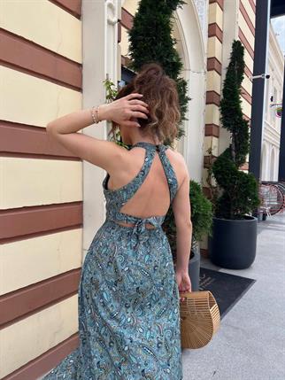 Mabel Sırt Dekolteli Uzun Elbise