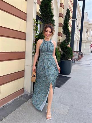 Mabel Sırt Dekolteli Uzun Elbise