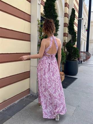 Mabel Sırt Dekolteli Uzun Elbise