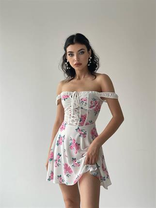 Manolya Askılı Çiçekli Elbise 