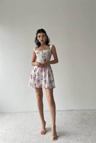 Manolya Askılı Çiçekli Elbise 