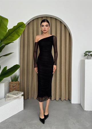 Marya Streç Astarlı Midi Elbise