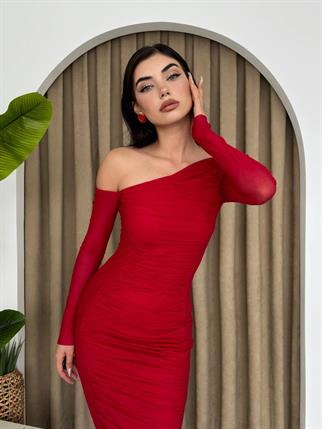 Marya Streç Astarlı Midi Elbise