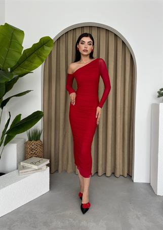 Marya Streç Astarlı Midi Elbise