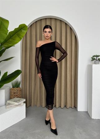 Marya Streç Astarlı Midi Elbise