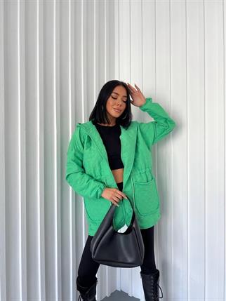 Melis Kısa Kapitone Yeşil Mont