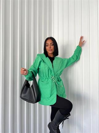 Melis Kısa Kapitone Yeşil Mont