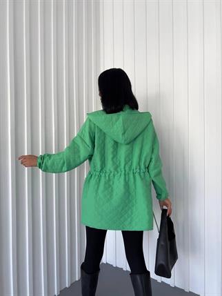 Melis Kısa Kapitone Yeşil Mont