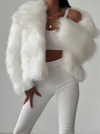 Neels Peluş Crop Kürk Beyaz