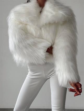 Neels Peluş Crop Kürk Beyaz