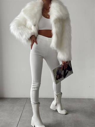 Neels Peluş Crop Kürk Beyaz