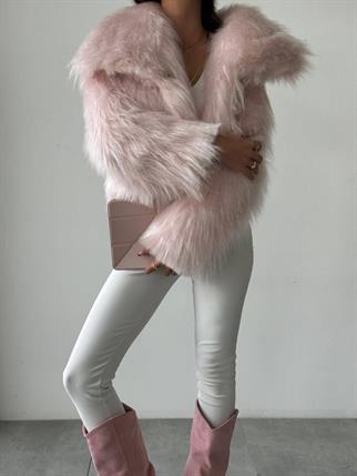 Neels Peluş Crop Kürk Pembe 