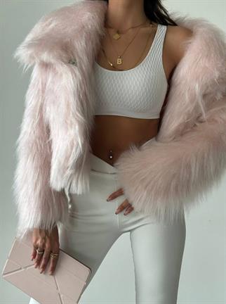 Neels Peluş Crop Kürk Pembe 