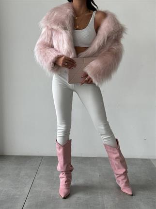 Neels Peluş Crop Kürk Pembe 