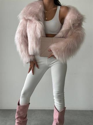 Neels Peluş Crop Kürk Pembe 