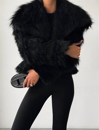 Neels Peluş Crop Kürk Siyah