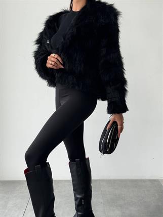 Neels Peluş Crop Kürk Siyah