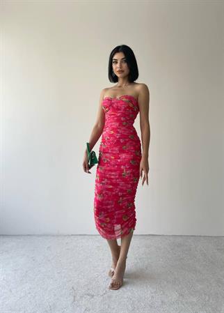 Nessa Strapez Streç Elbise - Pembe