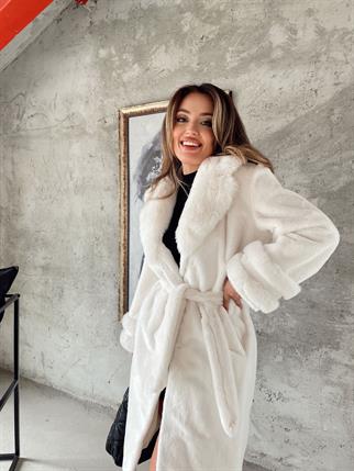 Nil Peluş Uzun Kaban - Beyaz