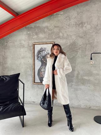 Nil Peluş Uzun Kaban - Beyaz