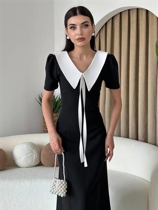 Patrice Sivri Yaka Midi Elbise