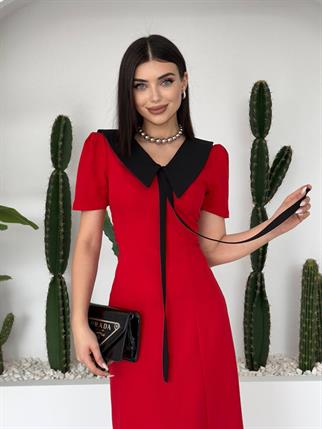 Patrice Sivri Yaka Midi Elbise