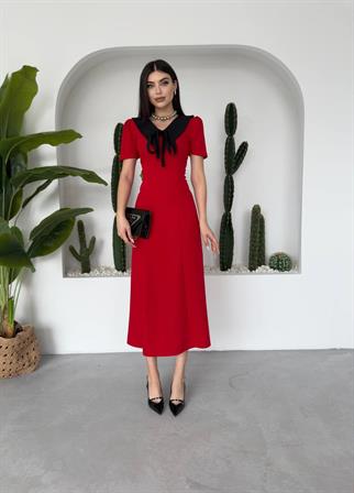 Patrice Sivri Yaka Midi Elbise