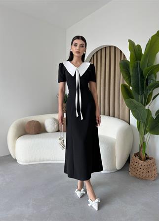 Patrice Sivri Yaka Midi Elbise