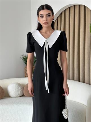 Patrice Sivri Yaka Midi Elbise