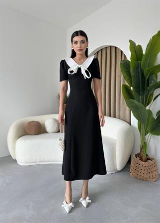 Patrice Sivri Yaka Midi Elbise