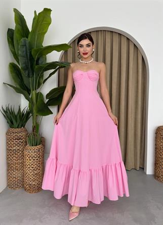 Poplin Kiloş Uzun Elbise