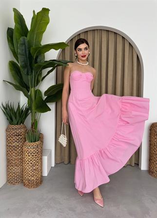 Poplin Kiloş Uzun Elbise