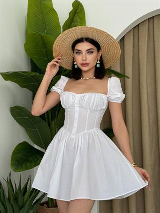 Poplin Mİni Düğmeli Elbise