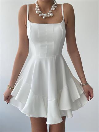 Prenses Mini Elbise Beyaz