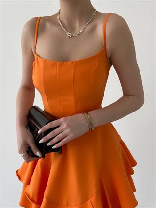 Prenses Mini Elbise Turuncu