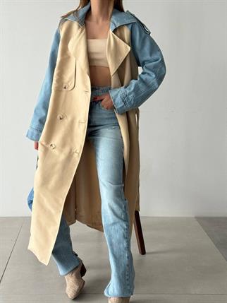 Ravonna İki Renk Trençkot - Bej