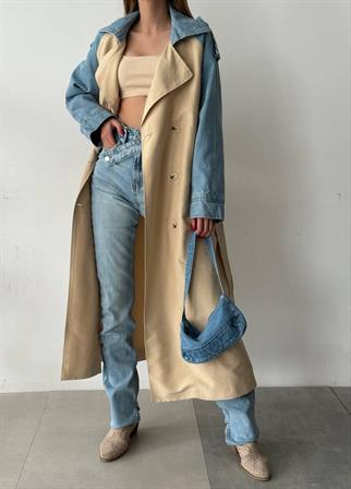 Ravonna İki Renk Trençkot - Bej
