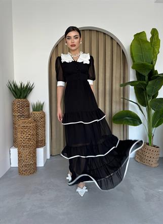 Roman Uzun Şifon Elbise