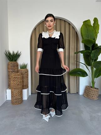 Roman Uzun Şifon Elbise