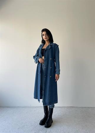 Salvador Denim Uzun Trençkot - Mavi