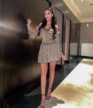 SATEN ETEĞİ FIRFIRLI DANTEL ELBİSE