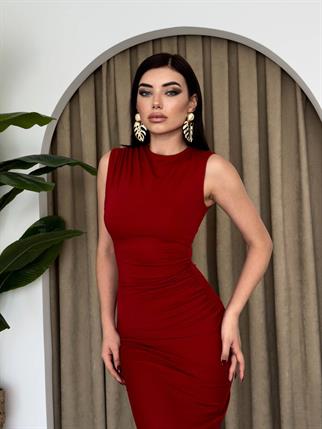 Sıfır Kollu Uzun Sandy Elbise